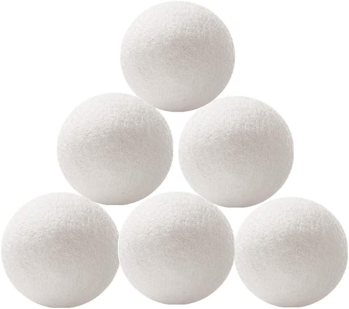 Wool Dryer Balls 6 Pack - XL Premium Reusable Dryer Balls Replace Laundry Drying Natural Fabric Softener