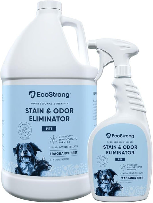 Eco Strong Pet Stain and Odor Remover - Cat Urine Enzyme Cleaner, Urine Destroyer for Dogs, Pet Urine Enzyme Cleaner [All New Fragrance Free] - 160oz Bundle