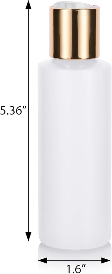 JUVITUS 4 oz / 120 ml Clear Natural Refillable Plastic Squeeze Bottle Dispenser with Gold Disc Cap (12 pack)