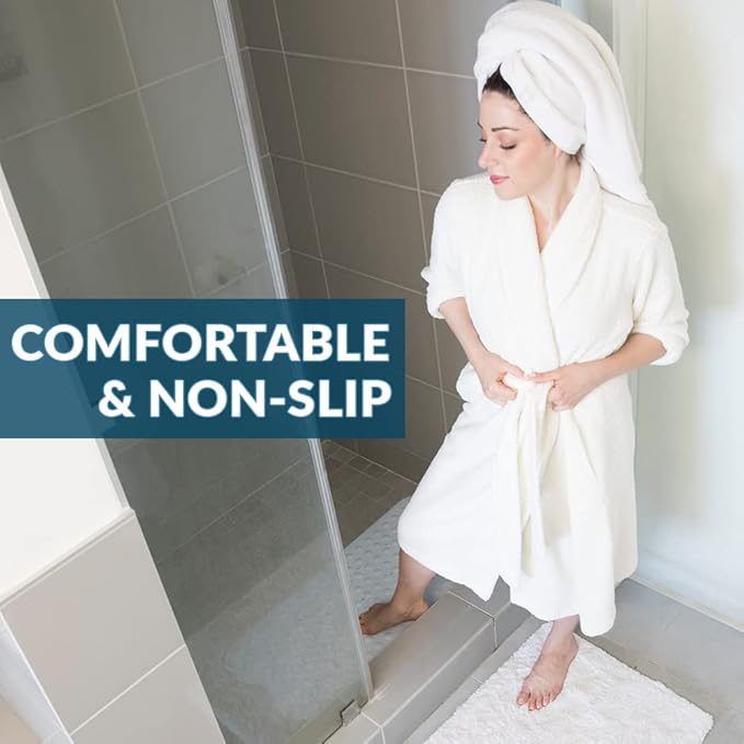 ComfiLife Bath Mat for Bathroom Tub and Shower – Non Slip Extra Large Bathtub Mat with Drain Holes & Suction Cups – Machine Washable Rubber Mats to Keep Bathtub Clean (Light Blue, Bubble 16" x 35")