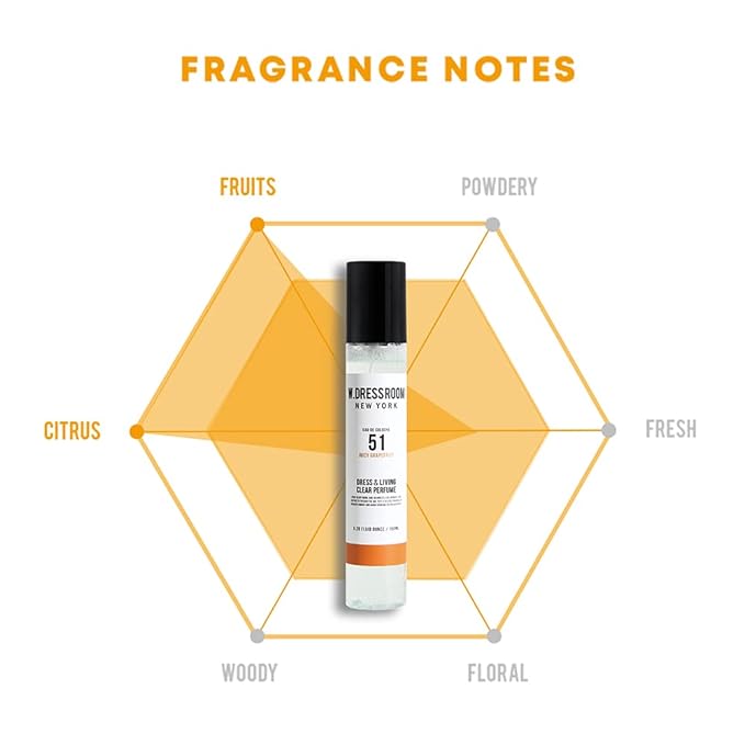 W.Dressroom No.51 Juicy Grapefruit Living Clear Perfume, Fabric & Room Spray, Water-Based Fresh Mist, Travel Size 2.36 oz