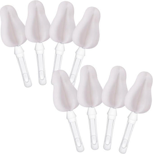 INVODA Nipple Brush Replacement Heads 8PCS Sponge Bottle Brush Head Baby Bottle Nipple Cleaner Detachable Nipple Brush Refill Replacement Head (White)