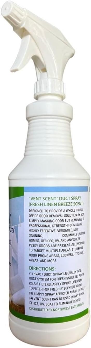 Northwest Enterprises Air Duct Cleaner Spray, Essential Oils Professional HVAC Air Freshener, Air Duct Deodorizer, and Odor Remover Spray (Linen Breeze)