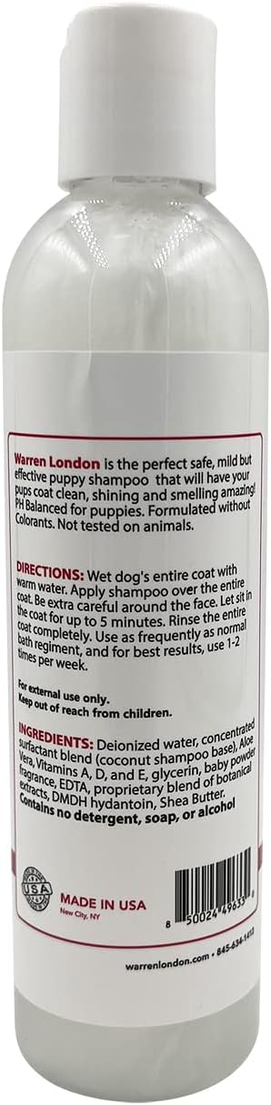 Warren London 2-in-1 Puppy Shampoo & Conditioner 8 oz | Tearless Baby-Powder Scent | Moisturizing Aloe & Shea Butter Formula for Puppies, Dogs & Cats | pH-Balanced, Cruelty-Free, Made in USA