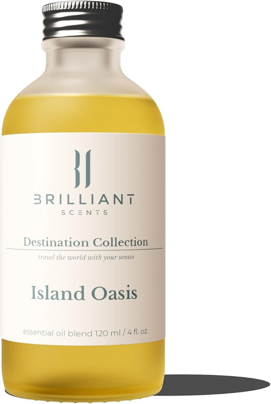 Brilliant Scents Island Oasis Fragrance Oil 120ml - Premium Diffuser Oil for Home, Office, Hotels - Long Lasting, Plant-Based, Meets IFRA Standards, USA-Made - Citrus, Chamomile, Patchouli