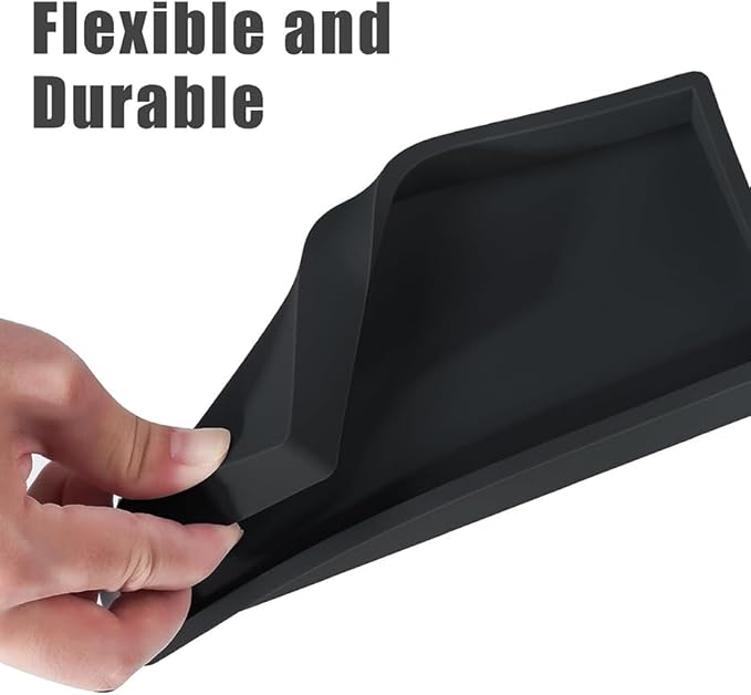 2PCS 11.8” L x 5” W Silicone Soap Dispenser Tray, Bathroom Sink Vanity Trays for Dresser Tops, Toilet, Small Black Tray for Scrubber, Lotion Bottles, Perfume, Jewelry, Candle, Key Trinket Ring-Black