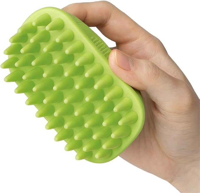 PetBox Heavy-Duty Grooming Brush for Dogs and Cats - Silicone Tool for Shedding, Massaging, and Bath Washing to Remove Hair, Fur, Soap and Debris