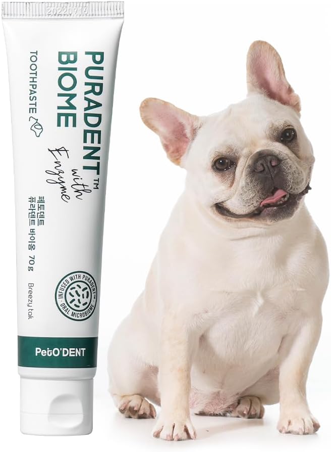 PetO’Dent Enzymatic Toothpaste for Dogs, Freshens Breath & Cleans Teeth, Reduces Plaque & Tartar, Safe for Puppies with No Artificial Ingredients, Oral Biome, Gum Care, 2.47 oz
