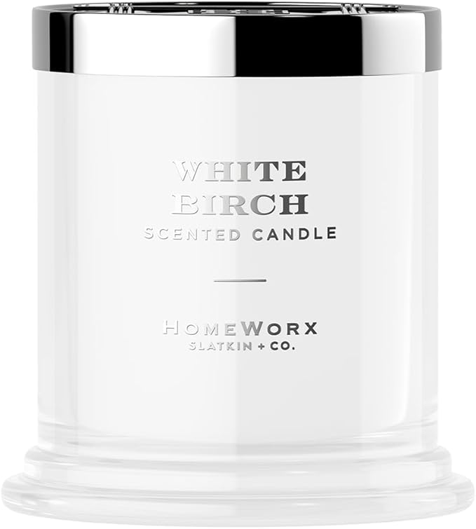 HomeWorx by SLATKIN + CO. Candle- White Birch, 8 oz. Premium Scented Candle - 25-35 Hours Burn Time