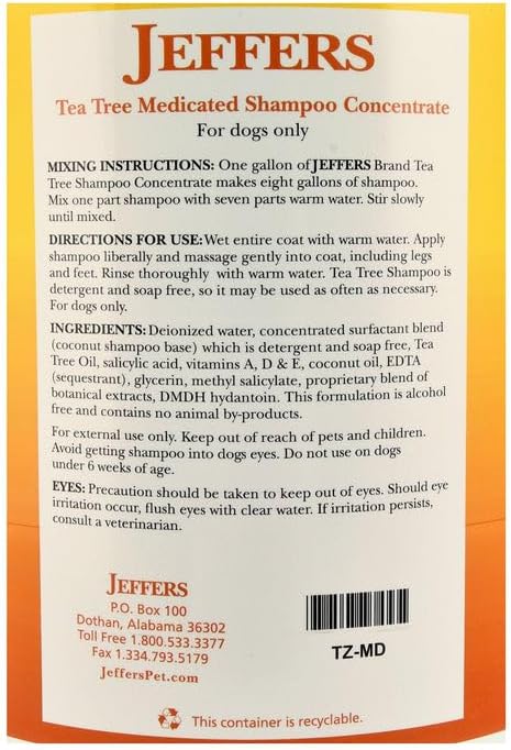 Jeffers Tea Tree Medicated Shampoo Gallon