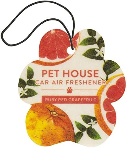 One Fur All Pet House Car Air Freshener - Fresh Citrus/Ruby Red Grapefruit Pack of 4 - Non-toxic Car Air Freshener - Pet-Friendly Air Freshener For Small Spaces & Car - Odor Eliminating Air Freshener