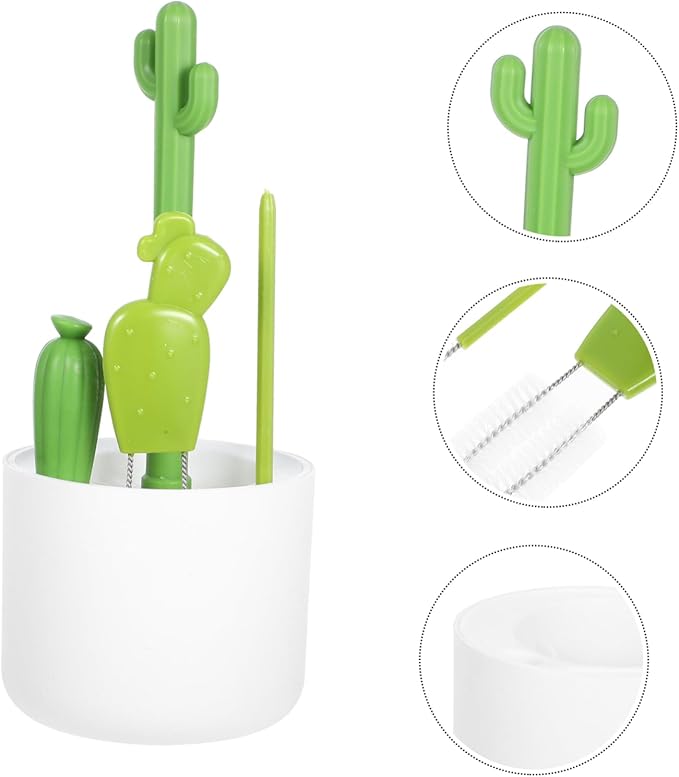 2sets Multi-Function Cactus Bottle Brush Cleaning Kit for Cup Lids Straw and Tight Spaces and Reusable Bottle Cleaners