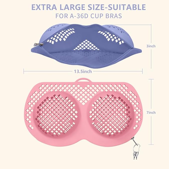 2PCS Bra Laundry Bag for Delicates, Machine Mesh Laundry Bags, Lingerie Protector for Bras, 2025 Upgrade No-Fallout Design - Lockable Zipper & 2 Keys for Bras, Underwear, Fits A-38DDCup