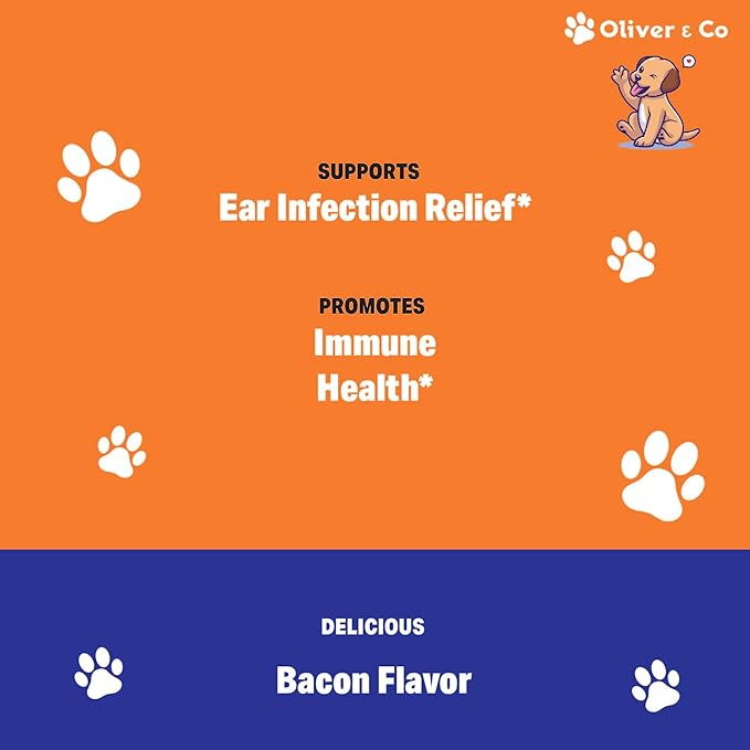 Natural Dog Ear Cleaner and Infection Treatment for Dogs - Dog Drops for Itching, Irritation, & Redness - Ear Infection Treatment for Dogs - 1 fl oz - Bacon Flavor