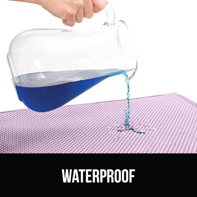 GORILLA GRIP Honeycomb Cat Litter Box Mat, 35x24 Two Layer Trapping Waste Mats, Soft On Paws, Litter Box Supplies and Essentials for Indoor Cats, Traps Excess, Water Resistant for Floors, Purple