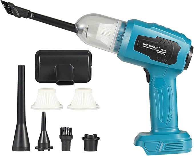 Heimerdinger Cordless 4-in-1 Handheld Vacuum & Blower for Makita 18V Battery, 21000Pa Powerful Suction Wireless Portable Dust Buster for Car Cleaning, Home Use and Pet Hair