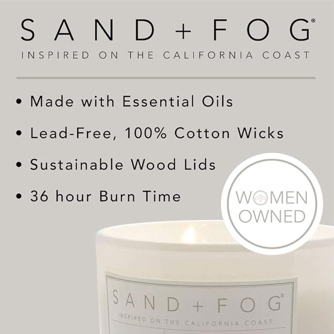 Sand + Fog Scented Candle - Eucalyptus & Lavender - Additional Scents and Sizes – 100% Cotton Lead-Free Wick - Luxury Air Freshening Jar Candles - Perfect Home Decor – 12 oz