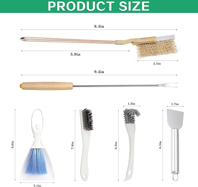 7-Piece Set Bird Cage Cleaner,Small Animal cage Cleaning Tool Wooden and Stainless Steel Cleaning Brush Long Handle Cleaning Brush Spatula Bird Cleaning Bird Drops Multipurpose Cleaning