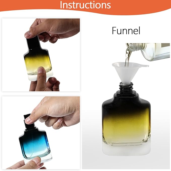 Perfume Bottles Empty Glass Atomizer Sprayer, 6 Pack 30ml Refillable Travel Spray Bottle for Fragranc or Essential Oil, Portable Cologne Atomizers with Dispensing Kit for Handbag, Date