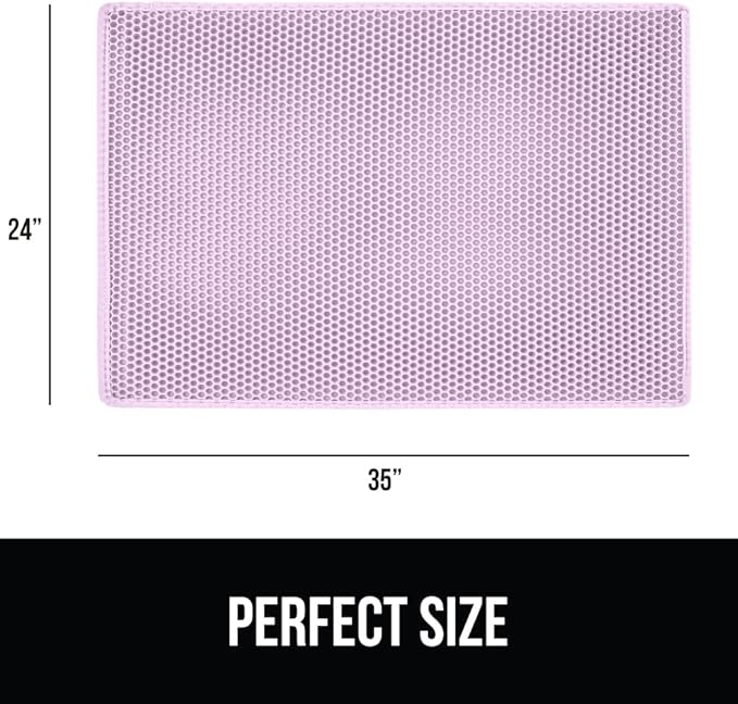 GORILLA GRIP Honeycomb Cat Litter Box Mat, 35x24 Two Layer Trapping Waste Mats, Soft On Paws, Litter Box Supplies and Essentials for Indoor Cats, Traps Excess, Water Resistant for Floors, Purple