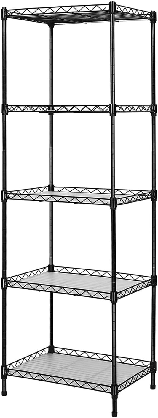 5-Tier Wire Shelving, 11.8x15.7x63in, Black - Heavy Duty Shelf - Kitchen Storage Shelves