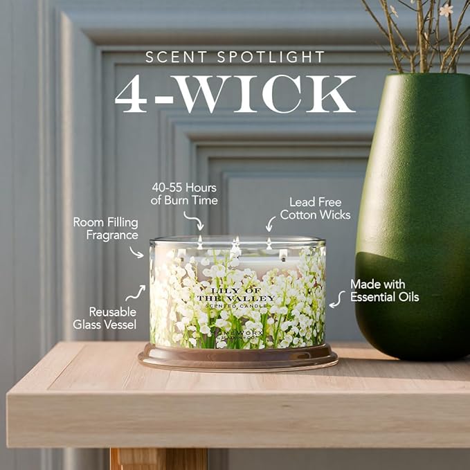 HomeWorx by SLATKIN + CO. Candle- Lily of The Valley, 18 oz. Premium Scented Candle - 30-55 Hours Burn Time
