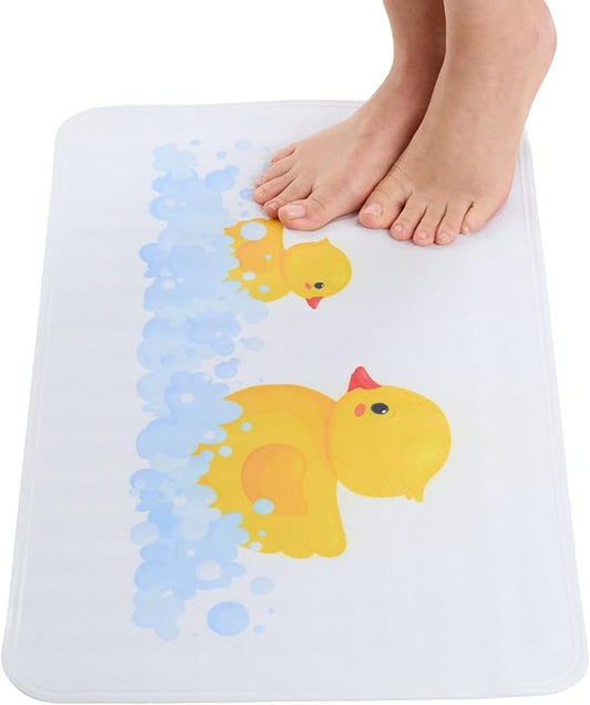 ENKOSI Non Slip Bath Mat for Tub and Shower Floors – Anti Slip Shower Mat with Strong Secure Suction Cup Grip – Rubber Duck Print for Kids and Toddlers for Inside Bathroom Bathtub (28x16 Duck)