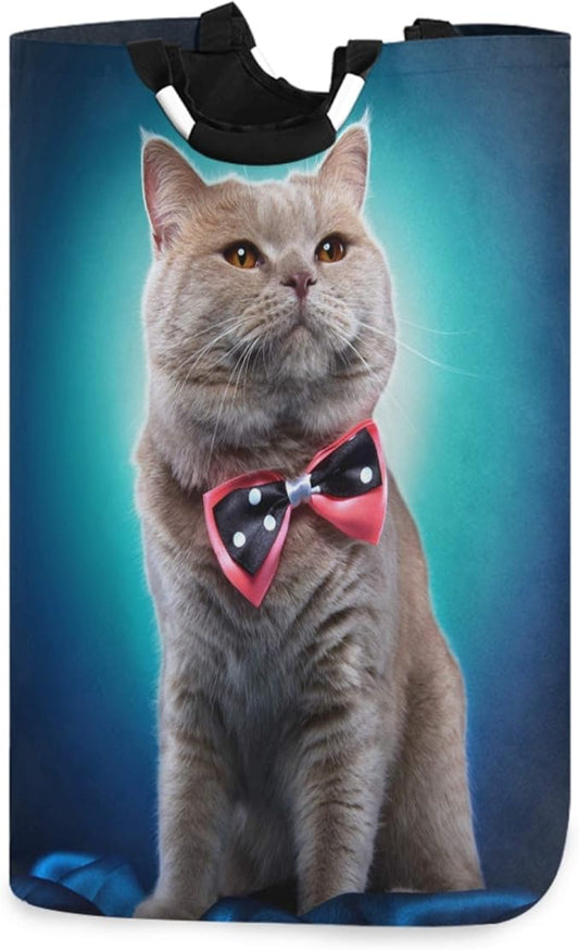 visesunny Cat Large Laundry Hamper with Handle Foldable Durable Clothes Hamper Laundry Bag Toy Bin for Bathroom, Bedroom, Dorm, Travel