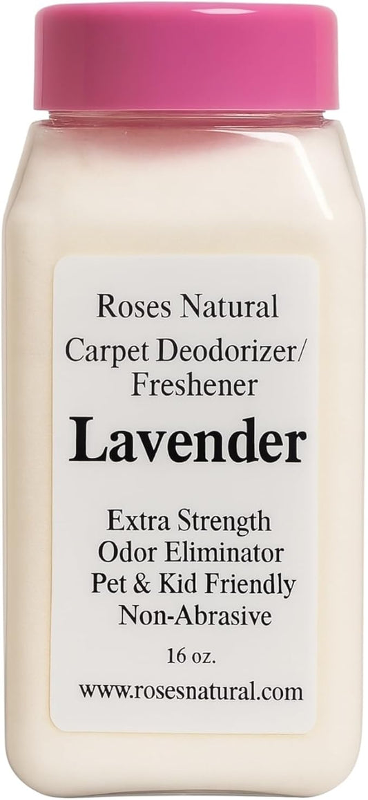 Carpet Deodorizer Powder – Lavender Scent, Extra Strength Odor Eliminator, Pet & Kid Friendly, Non-Toxic, 16 oz