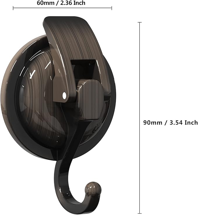 Heavy Duty Vacuum Suction Cup Hooks, Red Bronze Plated Polished Super Suction for Kitchen Bathroom, 1 Pack