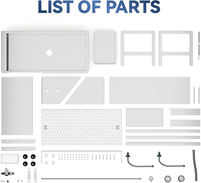 46" Dog Washing Station for Home,Stainless Steel Professional Dog Bathing Station Height Adjustable D og Grooming Tub Ramp, Drawer, Floor Grate & Fauct (R Ramp)