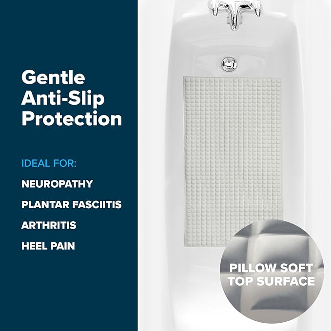 SlipX Solutions Extra Comfort Bathtub Mat Designed for Sensitive Feet, Cloud-Like Softness with Non-Slip Grip, Cream