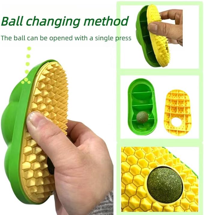 Self Grooming Tool with Catnip, Wall Corner Scratcher, Massage Brush for Long & Short Fur Cats and Puppies