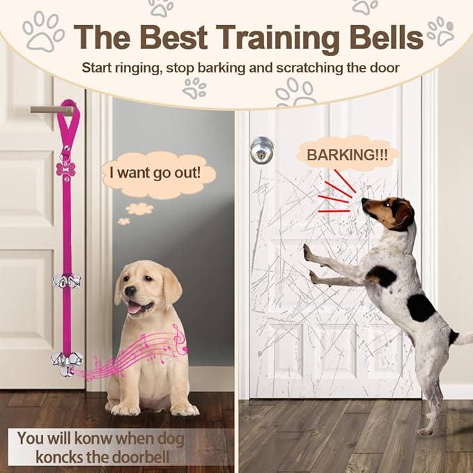 2 Pack Dog Bells, Puppy Potty Training Bell Dog Doorbell Potty Train Dog Bell for Potty Training Door Bells for Dogs to Ring to Go Outside Jingle Bells (Dark Purple)