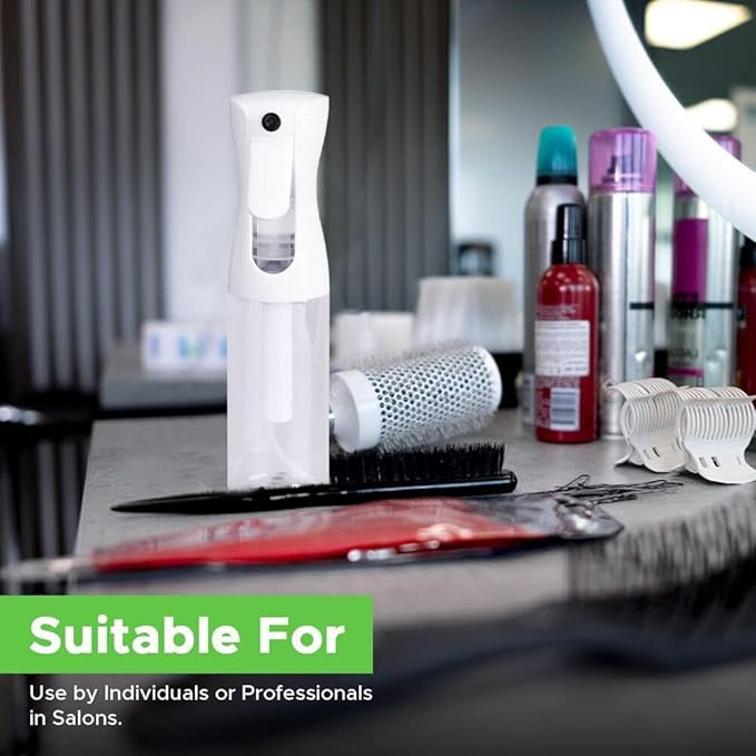 VigorPath Continuous Spray Bottle for Hair – Fine Mist Mister for Hairstyling, Cleaning, Plants, Pets, Barbers, Salons, and Essential Oil Applications (150ml/5 oz) Clear 2 Pack