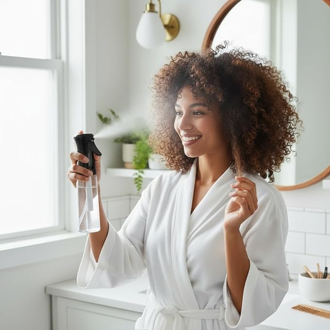 Spray Bottle for Hair, SkinCare, Planting, Showering Pets, Travel, Cleaning &Home, Empty Ultra Fine Mist hair spray bottle for Styling, Water Mister, Refillable(300ml/10.1 oz)(Black)