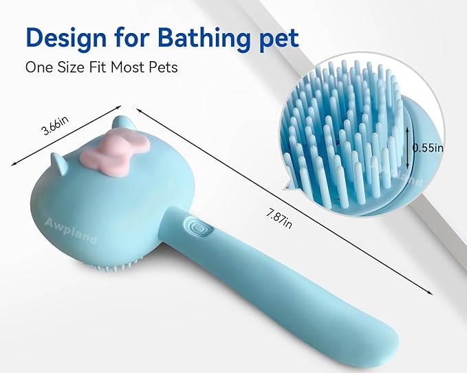 Dog & Cat Grooming Brush: Soft Shampoo Dispenser for Bathing, Deep Cleaning Supplies for Short and Long Hair Pets