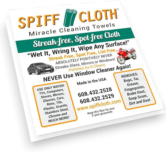 1-Count Miracle Cleaning Towel, Streak-Free, Cleans with Just Water, 16" x 16" Reusable Washable Cloth