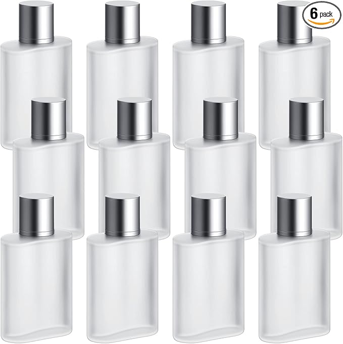 Tessco for you 6 Pcs 100ml / 3.4 Ounces Frosted Glass Bottle Perfume Atomizer refillable Spray Empty Perfume Dispenser Fine Mist Atomizer Cosmetic Container for Travel Men Women(Silver Gray)