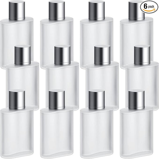 Tessco for you 6 Pcs 100ml / 3.4 Ounces Frosted Glass Bottle Perfume Atomizer refillable Spray Empty Perfume Dispenser Fine Mist Atomizer Cosmetic Container for Travel Men Women(Silver Gray)
