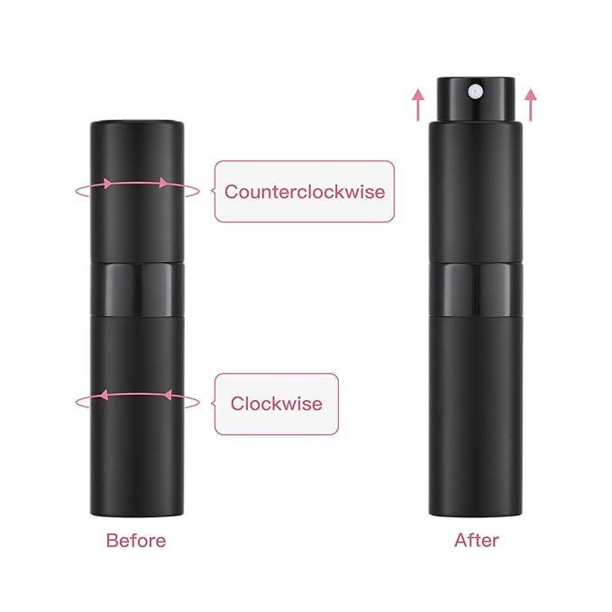 Tekson 8ml Travel Perfume Atomizer Refillable, Mini Cologne Spray Bottle Empty, Small Aftershave Portable Sprayer for Liquid Dispenser