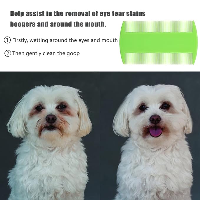 Lice Comb Flea Comb For Cats Dog Comb Pet Comb Set Metal Fine Tooth Comb Remove Tear Marks Float Hair Dandruff (A)