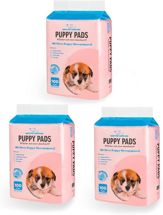 Best Pet Supplies Puppy Pads - Disposable, Dog Training Potty, Super Absorbent Baby Pink Puppy Pee Pads for Dogs (300 Count)