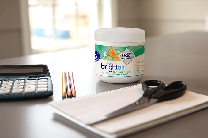Bright Air 14 oz. Super Odor Eliminator, For Medium-Size Spaces, Cucumber Water & Fresh Melon Scent, Case of 6, Odor Eliminator & Air Freshener, Natural Essential Oils, Lasts Up to 90 Days Each