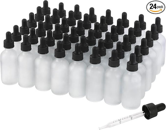 48 Pack, 2oz Glass Dropper Bottle, Preety Texture Tincture Bottles with Precise Scales Eye Droppe, for All Kinds Of Mixed Liquids,Leak-Proof Design for Easy Travel (Clear Frosted)
