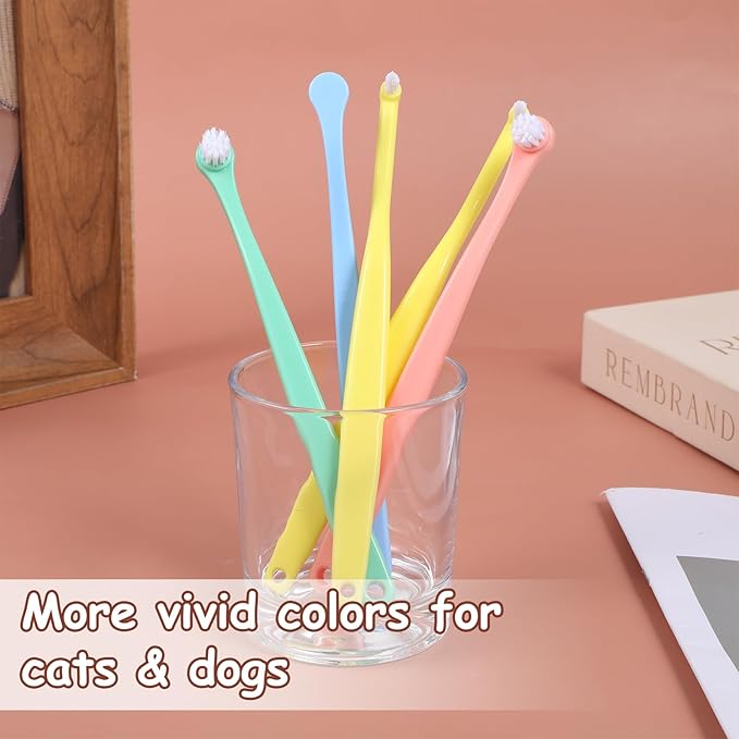 5 PCS Small Dog Toothbrush, Pet Toothbrush Cat Tooth Brush Micro Head Puppy Tooth Brushing Cat Dental Care Oral Hygiene Deep Teeth Cleaning Brushes 360 Degree Soft Bristles Round&Pointed Toothbrushs