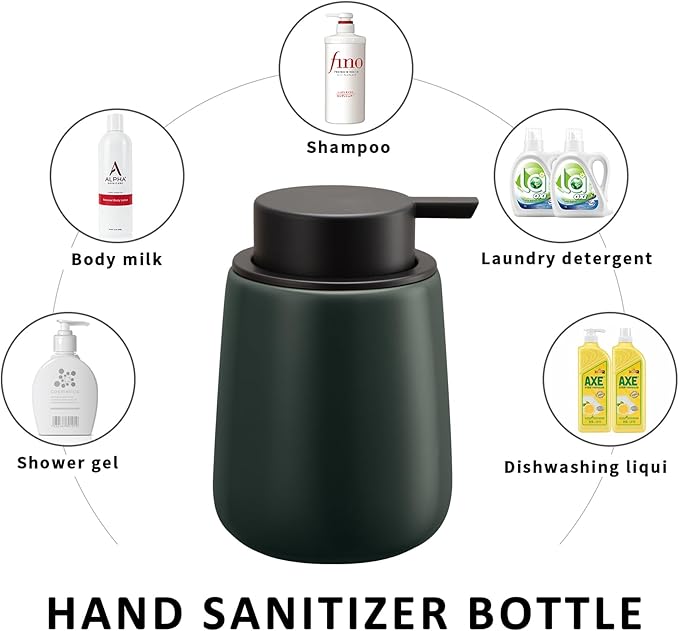 Soap Dispenser Ceramic with Easy-to-Press Pump Hand Lotion Liquid Dispenser for Shampoo Bathroom Kitchen 12 oz