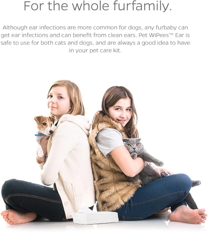 Ear Pet WiPees™ – 100 Ear Wipes for Dogs & Cats, All Natural Dog Ear Wipes for Infection & Itchy Ears, Gentle Cat & Dog Ear Cleaner for Daily Hygiene (Natural, 100ct)