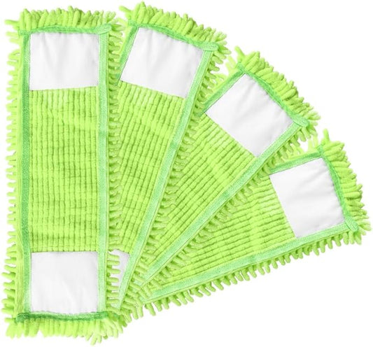 4Pcs Mop Head Replacement Cloth Soft Flat Mop Refill Pads Water Absorption Mop Pads Accessories for Home Floor Cleaning Multi-Surface Floors, 18.11 Inch Washable Cleaning & Dusting Pads Green
