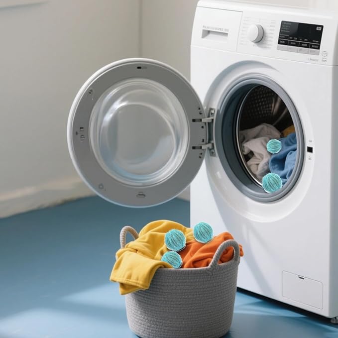 1.37 in (3.5 Cm) Blue Mesh, Clothes Pet Hair Removal Tool, 12 Pcs Laundry Hair Remover Balls, Washing Machine Catcher, Effective Design